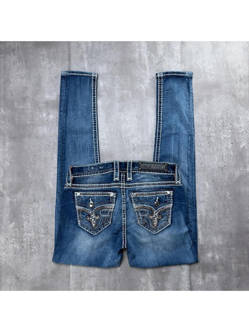 Y2K Blue Rock Revival Grunge Gothic Skinny Denim Jeans